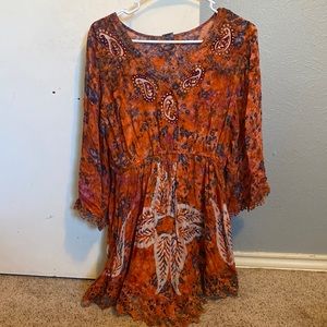 Boho orange top/mini dress